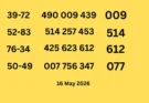 3 up First Tips Sets of 16 May 2026
